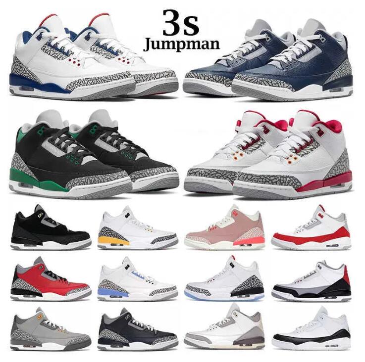 

Jumpman 3s Basketball Shoes Mens Trainers Outdoor Sports Sneakers 3 Fire Red Pine Green Racer Blue Cool Grey Unc Court Purple Laser Orange Cardinal Hall of Fame 40-46, 31