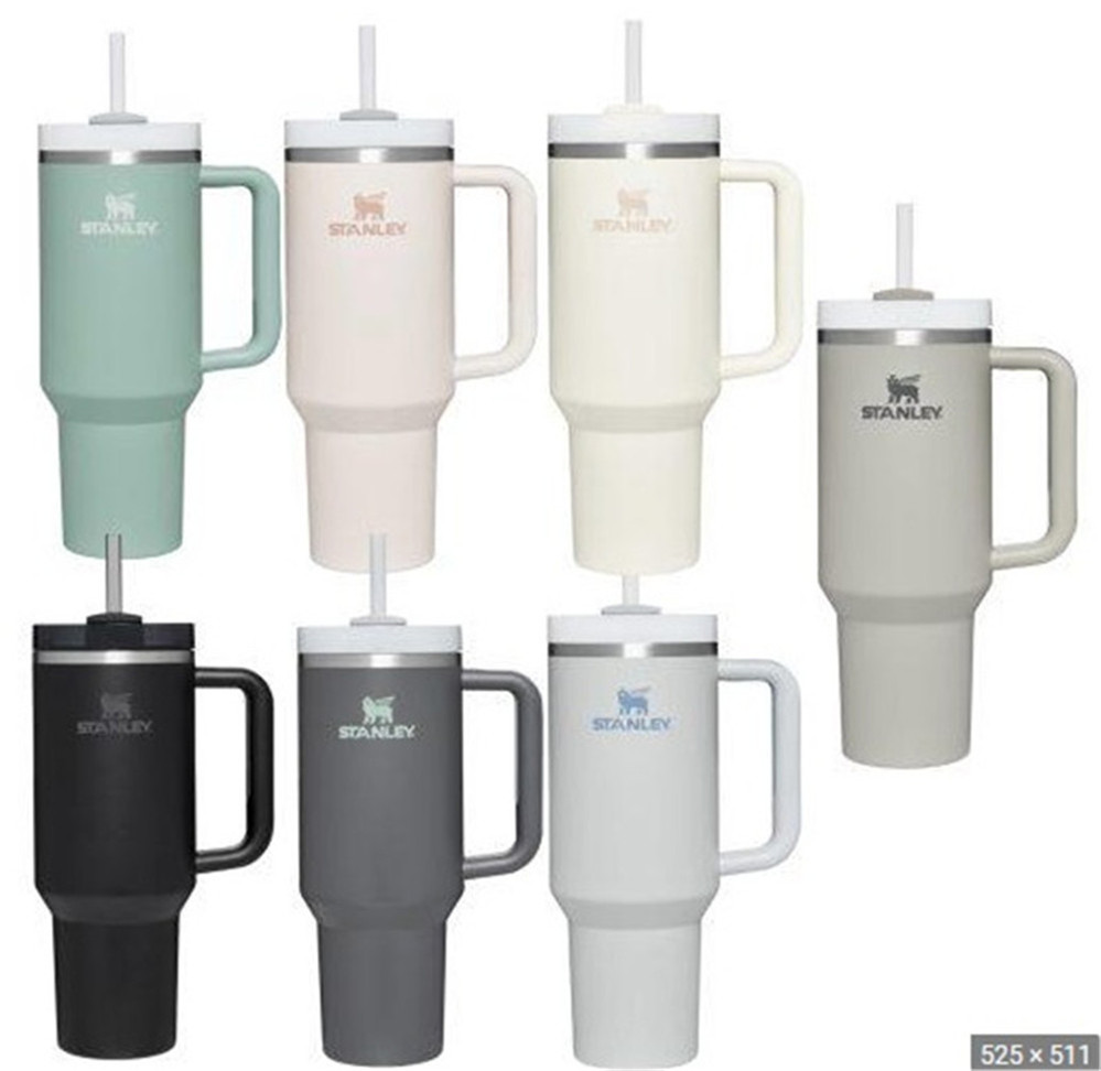 

stanley 40oz stainless steel tumbler with Logo handle lid straw big capacity beer mug bottle powder coating outdoor camping cup vacuum insulated 0228