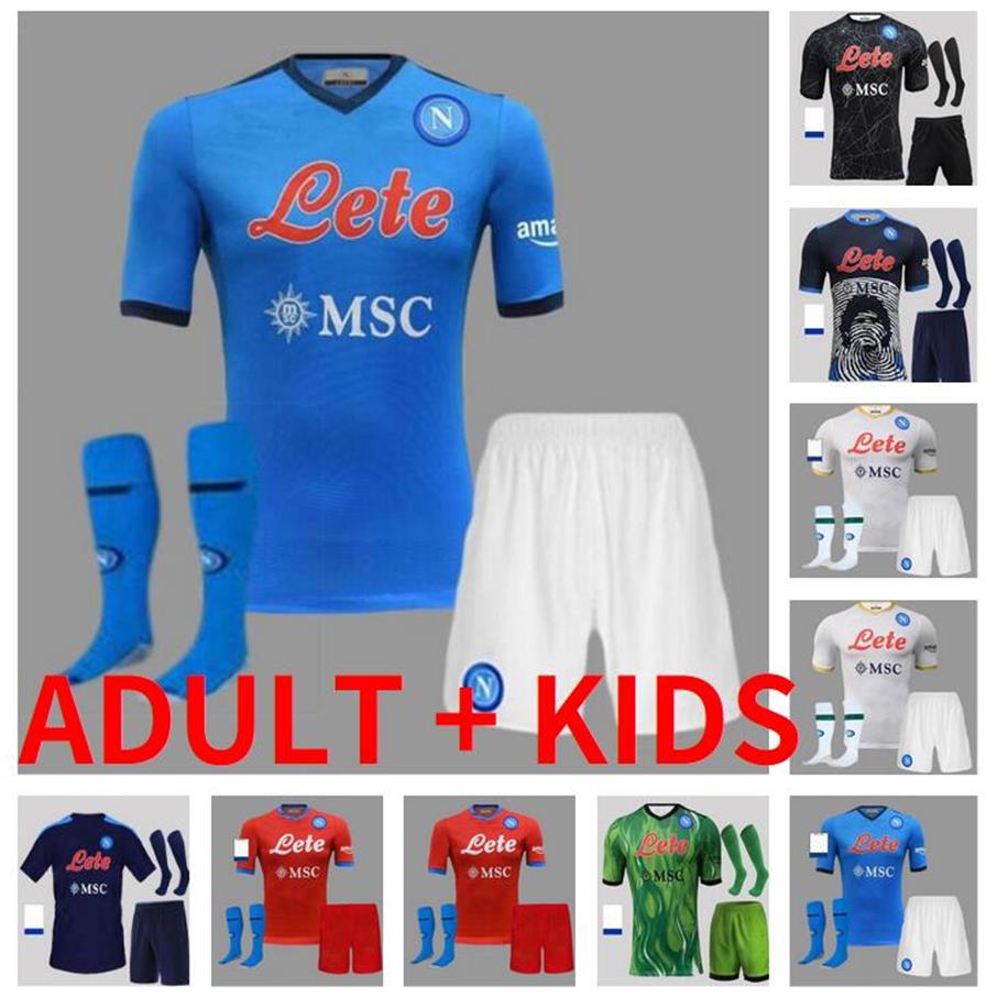 

adult kits 2021 2022 Napoli Soccer Jerseys MARADONA Maglietta da calciatore INSIGNE 21 22 SSC Naples MAGLIA Men Kids Kit socks ful230U, 21/22 017