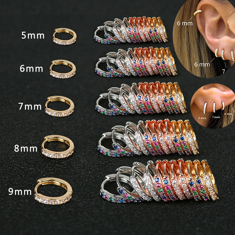 

2Pcs Rainbow Little Huggies Stainless Steel Hoop Earrings Girl Tiny Rings Cartilage Small Helix Piercing Tragus Circle Men Hoops 8mm