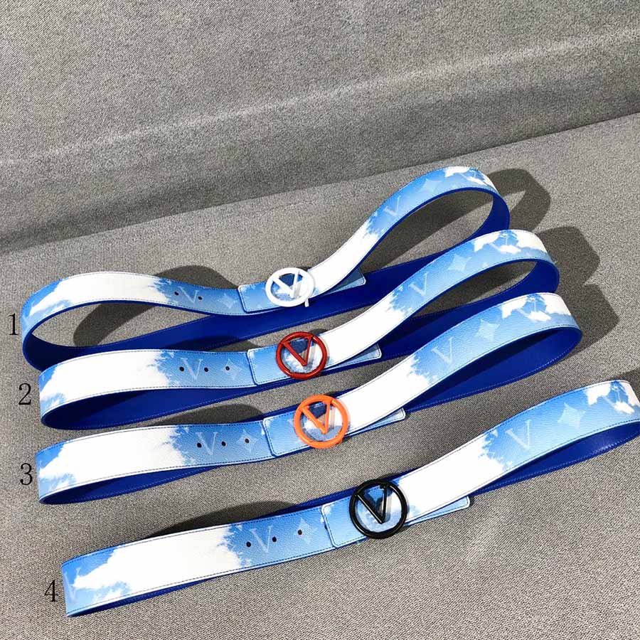 

Designer Belts Mans Woman Genuine Leather Belt Fashion Smooth Buckle 4 Color 4.0 Width with Box, Multi