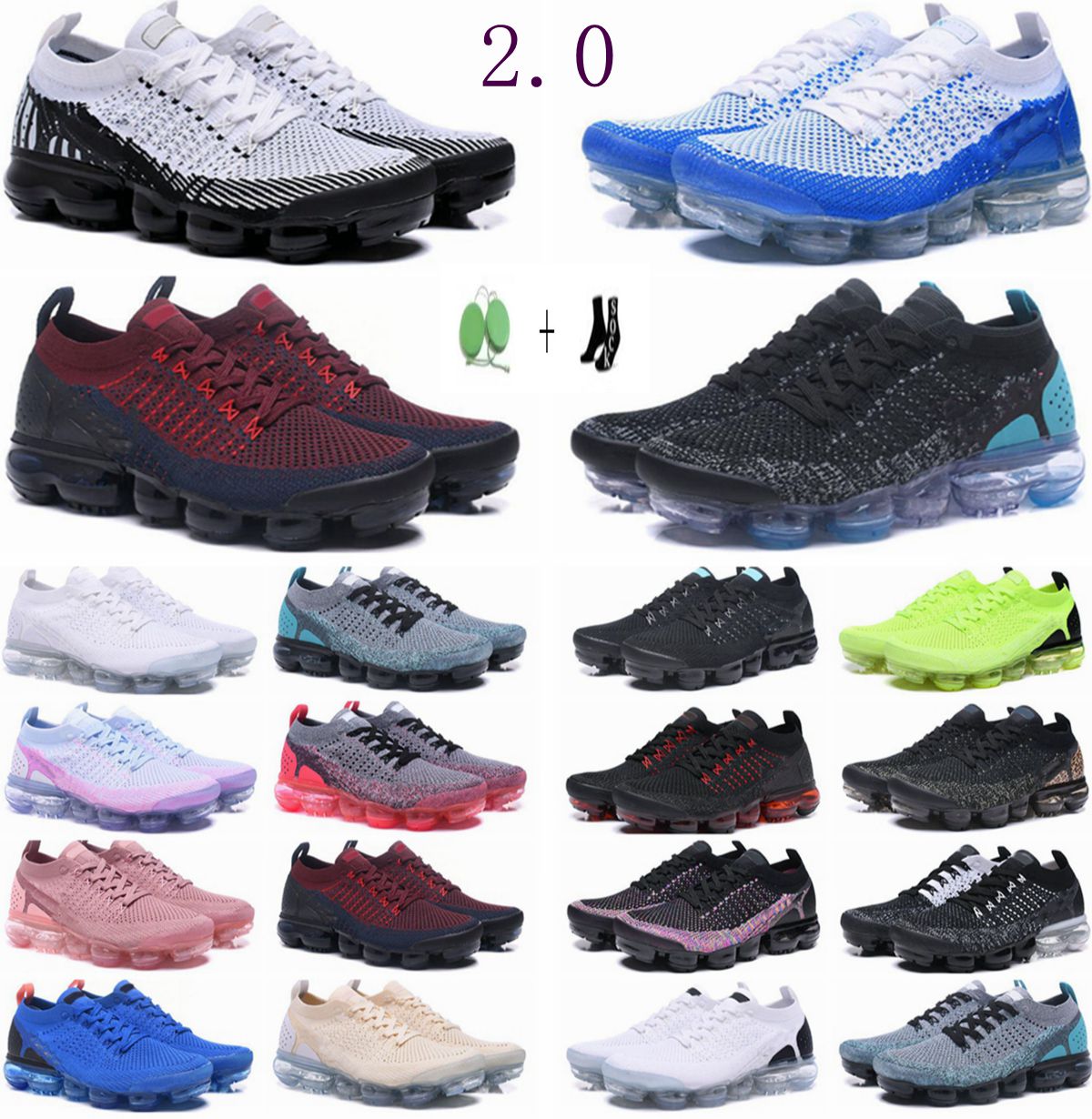 

Vapores Max Running Shoes Air Fly Knit Mens 2.0 Light Cream Black Hot Oreo Thunder Grey Women Breathable Designer Sports Sneakers