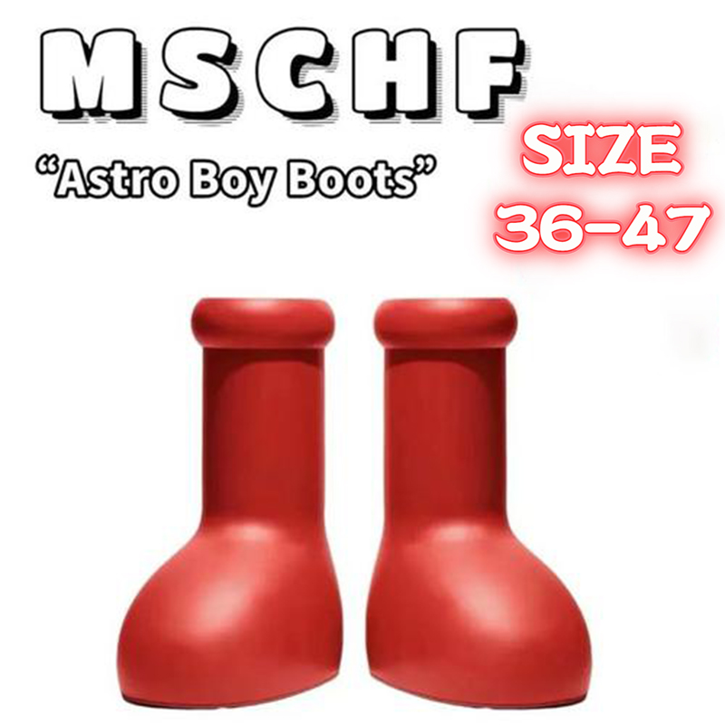 

Mschf Knee high Big Red Boots OG Astro boy cartoon Boot Fashionboots Men women Rainboots fantasy mens womens shoes into real life round toe smooth rubber EVA shoe