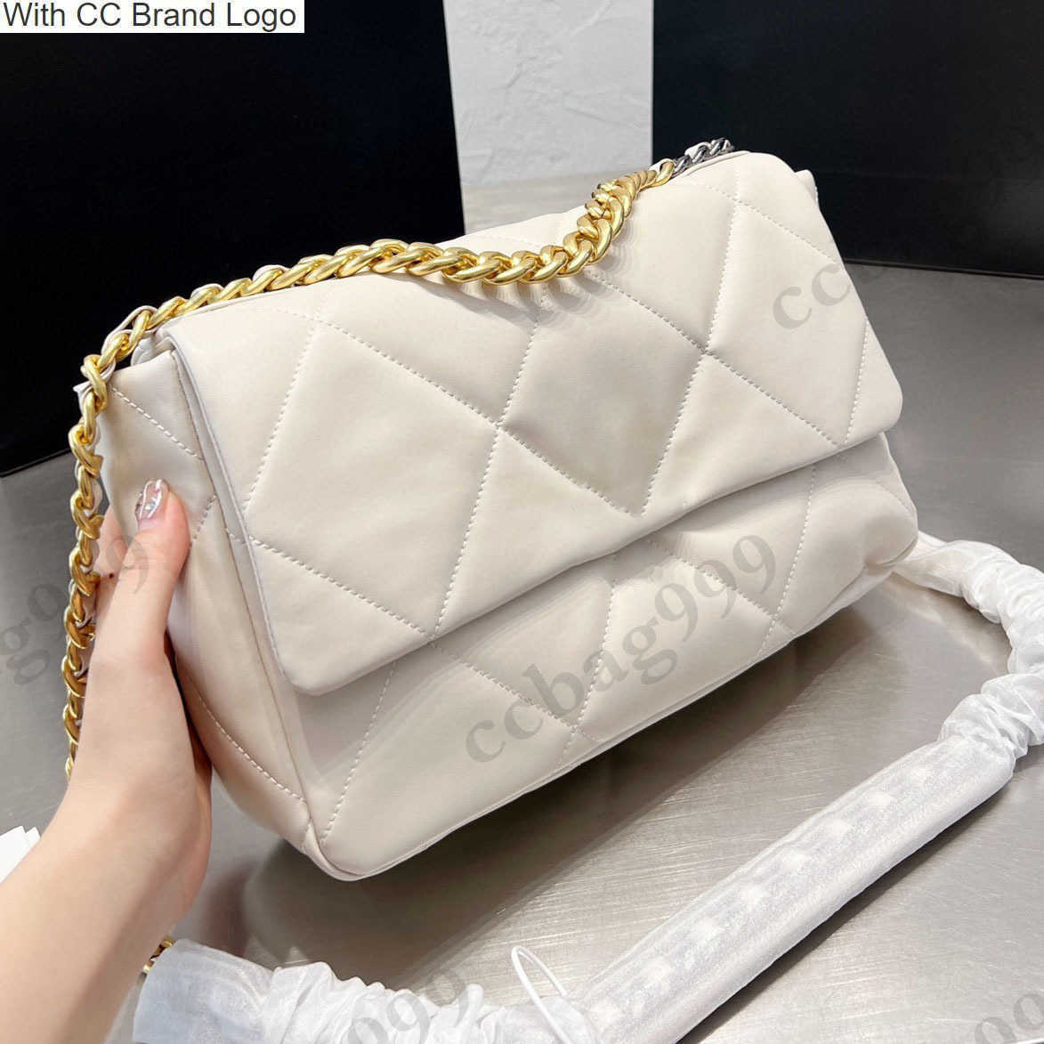 

CC Brand Shoulder Bags 30CM 19 Series Large Capacity Quilted Bags Sheepskin Genuine Leather Diamond Gold Silver Hardware Totes Shoulder Sacoche Womens Outdoor M, Box