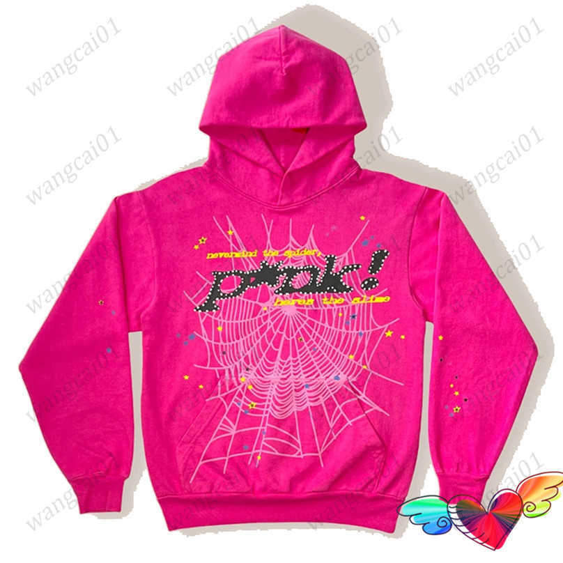 

Men's Hoodies Sweatshirts 2022 Young Thug Pink Sp5der 555555 Hoodie Men Women 1 1 High Quality Foam Print Spider Web Graphic 555555 Sweatshirts Pullovers 0228H23, 15