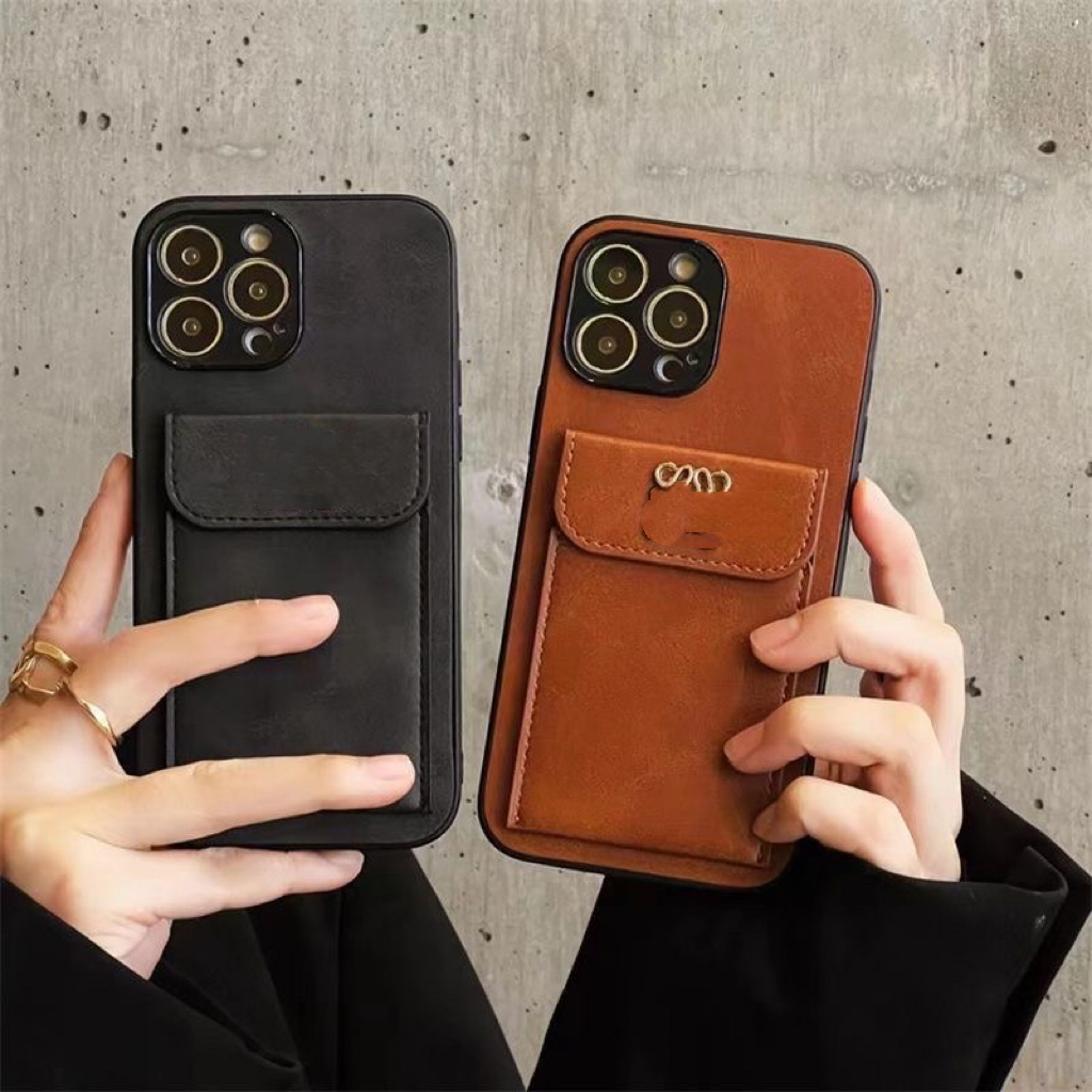 

2023 new Luxurys Designers Phone Cases For IPhone 11 12 13 Pro Promax Xr X/xs 7p 8p Letter Case Fashion V Card Pocket Case, Coffee brown