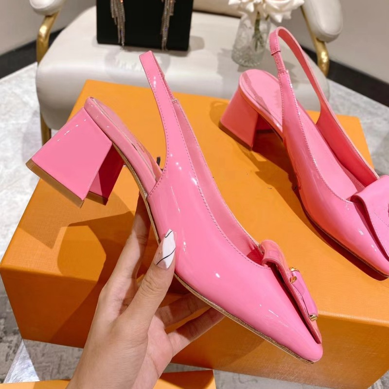 

dress autumn patent leather shoes buttons embellished with leather pumps and sandals factory shoes female luxury designer evening sandals, As pic