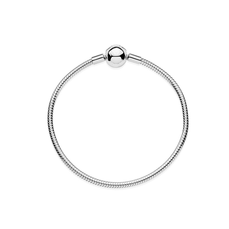 

Spherical Clasp Snake Chain Charm Bracelet for Pandora Real Sterling Silver Wedding Party Jewelry For Women Girlfriend Gift designer