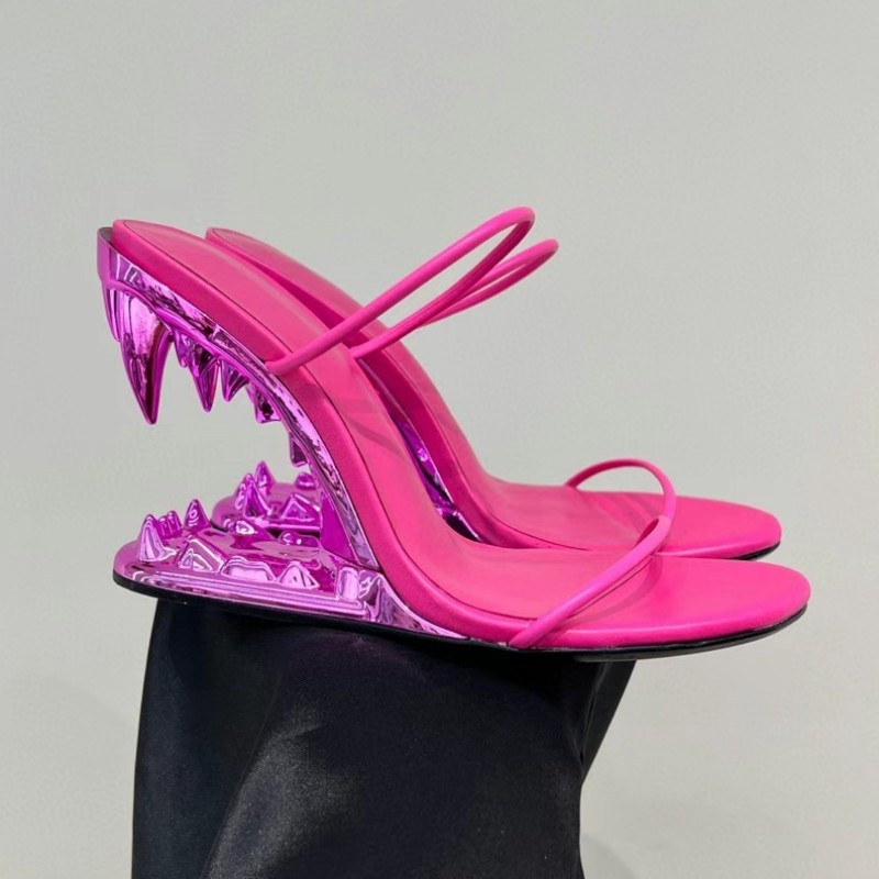 

crystal jewelry design Fashion ankle sandals high-heeled wedge shoes women's shoes wedding party open-toed shoes cattle chain facto11cm, As pic