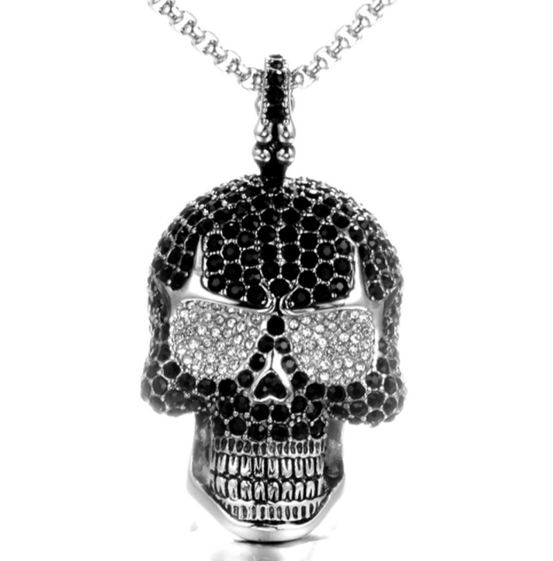 

High-end fashion skull hip hop style pendant necklace Cute anime pendant micro inset zircon jewelry gifts for men