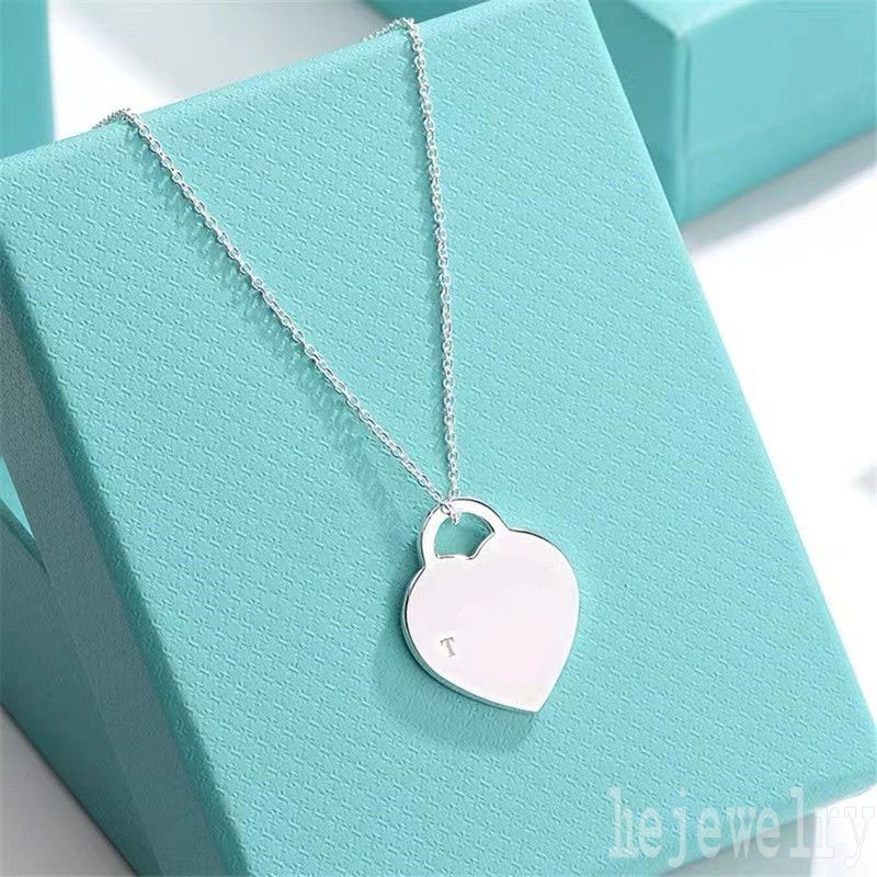 

Luxury necklace mens chains women letters t for men chain bright lovers jewllery silver plated enamel please return to heart tag necklaces designer ZB004 F23