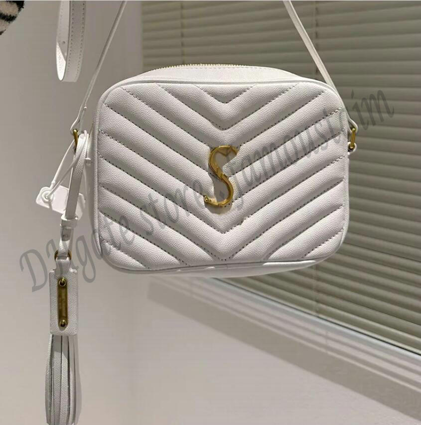 

Designer Women Chevron Quilted Grain Lou Camera Bag France Luxury Brand Y Poudre Embossed Cowhide Leather Shouler Bags Lady Cross Body Strap Tassels, 01