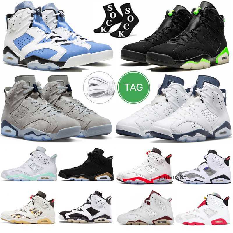 

men basketball shoes 6 6s Chrome UNC Home Midnight Navy Georgetown Carmine British Khaki Electric Green sports sneakers size 13 OG designer Shoes, Color#3