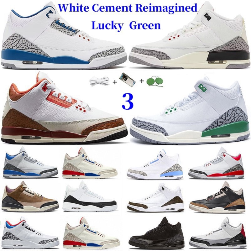 

3s White Cement Reimagined Jumpman 3 Basketball Shoes Mars Stone Wizards Eminem x Shady Lucky Green Black Cat mens trainers outdoor sports sneakers shoe, 21