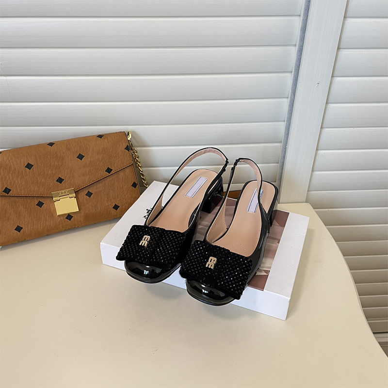 

Casual shoes Classic High heeled sandals designer SHoes fashion women shoe sexy heels Metal Belt buckle Thick Heel Woman shoes Large Size 34-40, Black