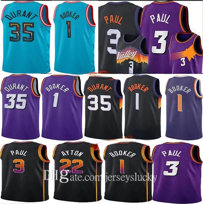 

Devin Booker Kevin Durant Jerseys Chris Paul Deandre Ayton 22 3 35 1 City Mens Black Sun white Phoenixs Basketball Jersey stitched, As13