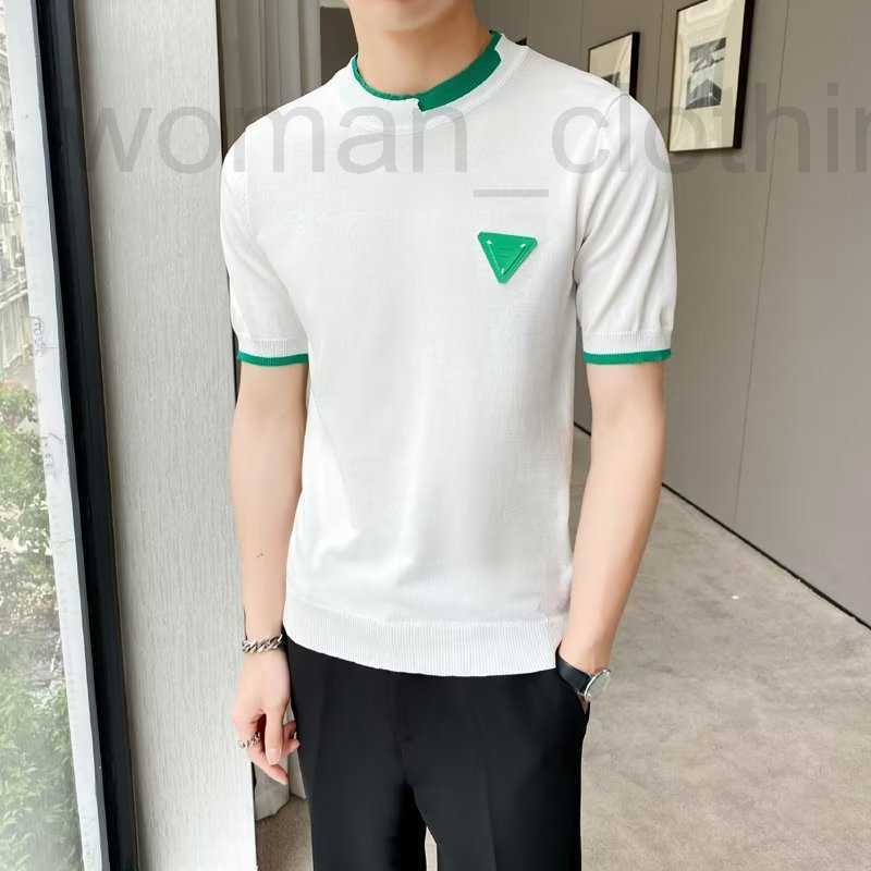 

Men's T-Shirts Designer Summer Ice Silk Knitted Short Sleeve T-shirt Fashion Brand Half Breathable Sliding Clothes Round Neck Men B3UI, Black