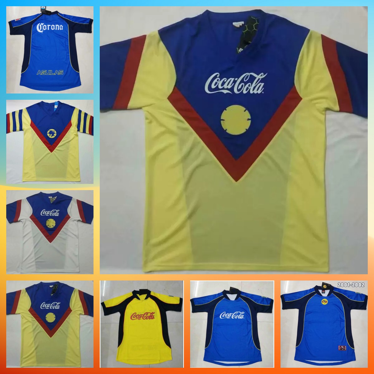 

MX Club America 2001 2002 version retro Soccer Jerseys Newest 01 02 America R.SAMBUEZA P.AGUILAR vintage shirt Mexico club Football Shirt top thai quality
