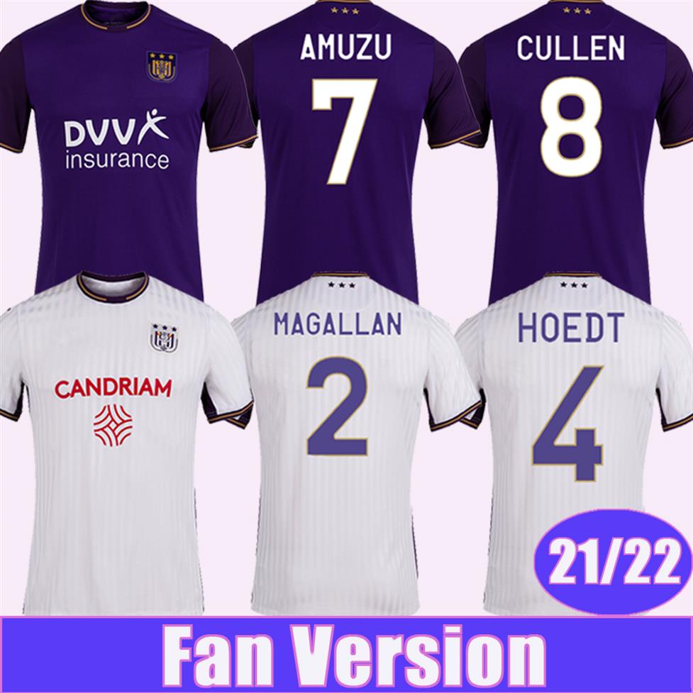 

21 22 Anderlecht Mens Soccer Jerseys SERGIO GOMEZ ZIRKZEE KOUAME MURILLO TREBEL OLSSON REFAELOV RAMAN CULLEN HOEDT Home Away Footb189Q, Qm4723 21 22 home no patch