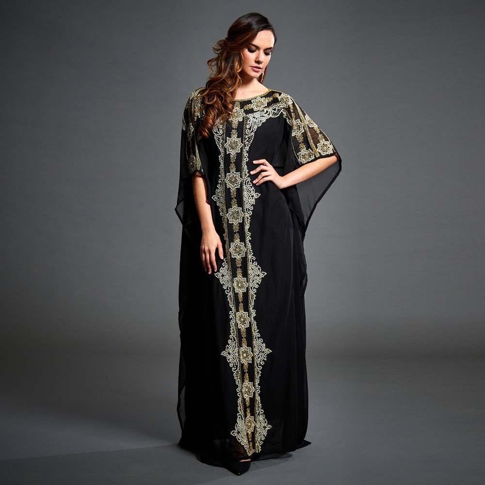 Ethnic Clothing jilbab abaya New long dress Middle East Muslim robe European and American seaside holiday printed chiffon dress Ethnic dresses-image-845129789