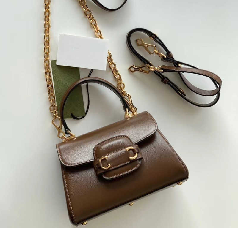 

Women Designer Shoulder Bags Genuine Leather Horsebit 1955 With 2 Straps Crossbody Bag Lady Fashion Purses 703848, Black