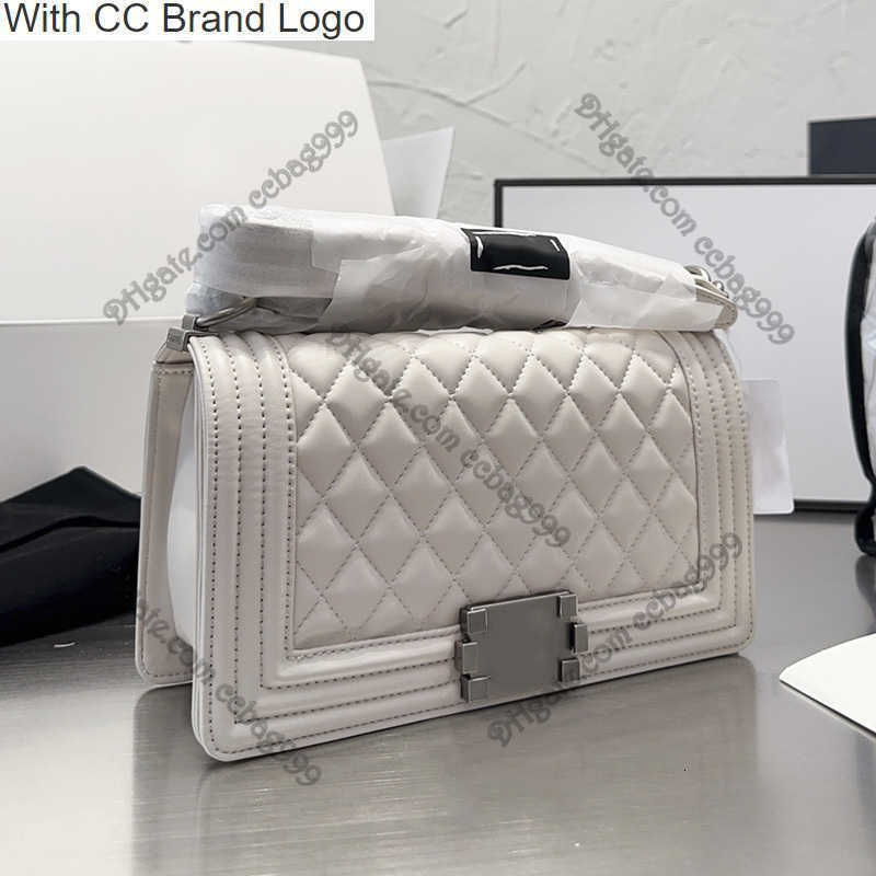 

CC Brand Shoulder Bags Vintage Black White Boy Flap Shoulder Bag Quilted Lambskin Caviar Diamond French Handbag Wallet Designer Bags Silver Hardware Crossbody W, White caviar