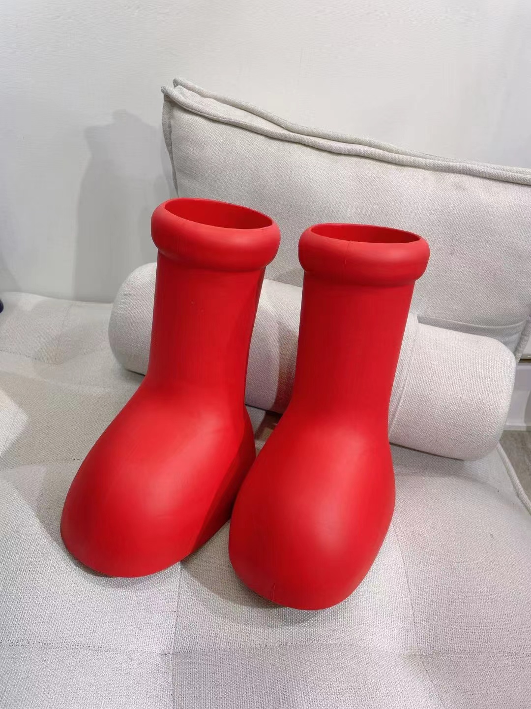 

Fashion Martin Designer knee Boots rain Womens shoes rubber Boot Pocket Black Roman Bootss Nylon Military Inspired Combat logo small Big Size EUR low heel, Red
