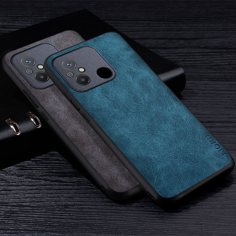 

Premium PU Leathe Phone Case for Xiaomi Redmi 12C Scratch-Resistant Solid Color Cover for Poco C55 Case, Gray