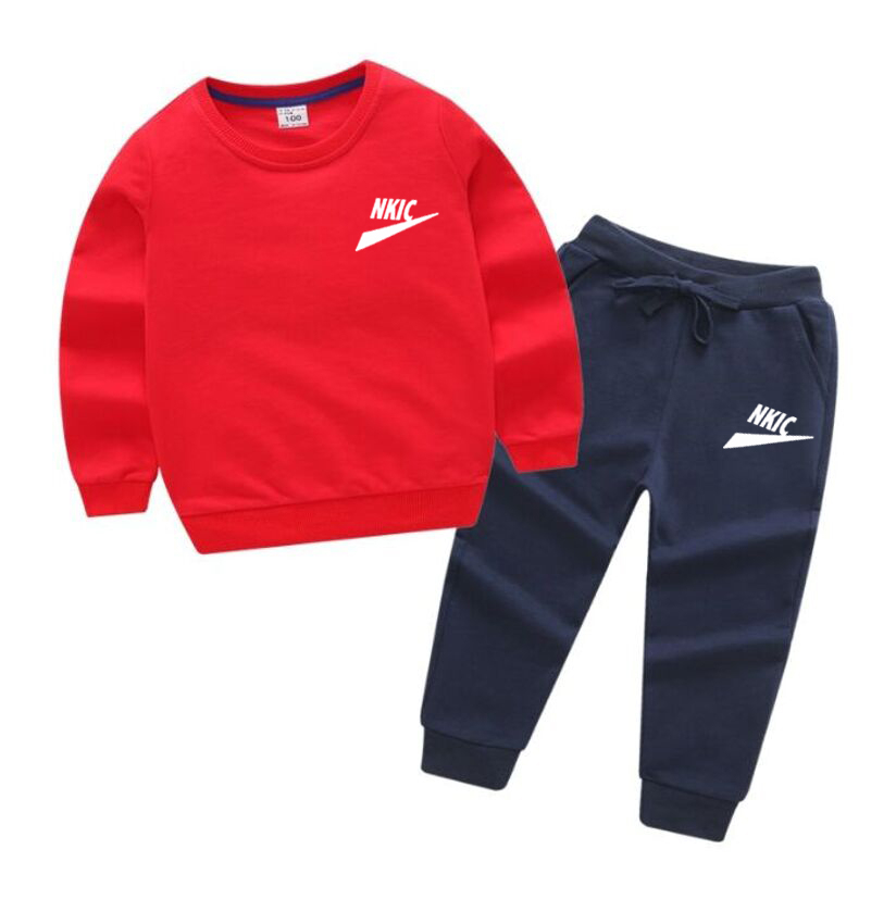 1-13 Years Kids Clothing Sets Boys Spring Fall Clothes Set Brand LOGO Print Long Sleeve Sweatshirt Tops And Elastic Casual Pants Outfit For Kids-image-845109585
