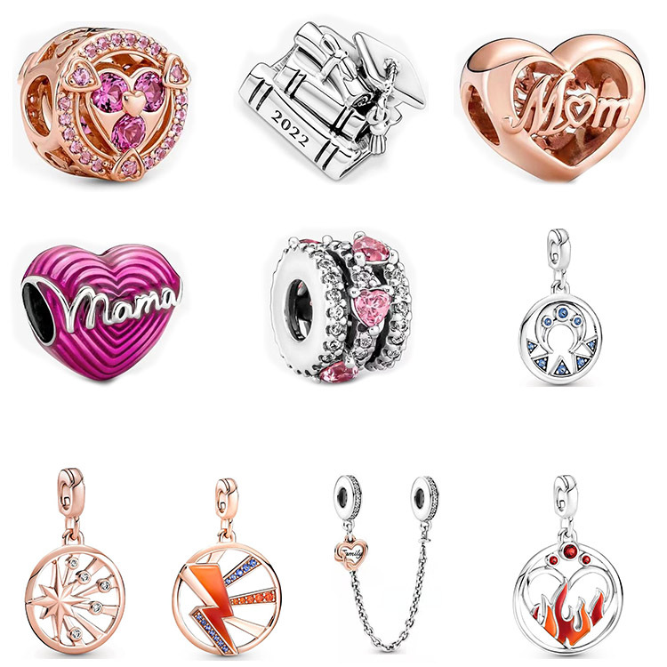 925 Pounds Silver New Fashion Charm Mother's Day Series Bracelet Beads Heart-shaped Beading Accessories Fashion DiyME Accessories