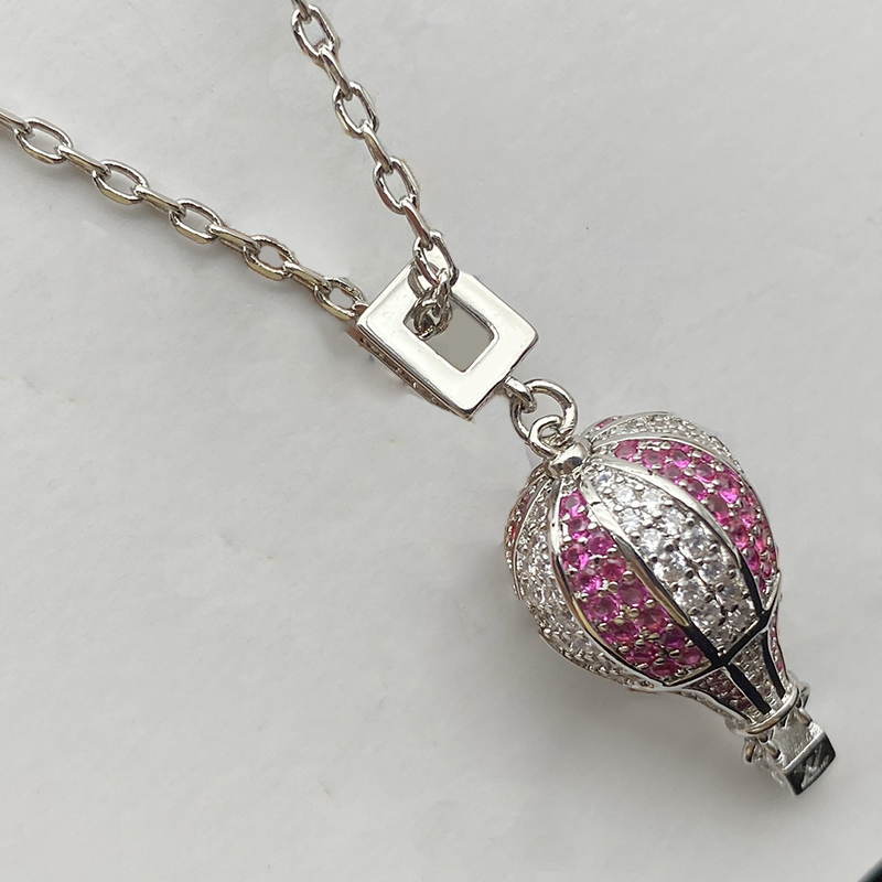 Luxury Diamond Hot air balloon Pendant Necklace Designer Women Fashion Classic Sliver Men Jewelry Chain Necklaces Woman Love Gift 2302283BF-image-845176472
