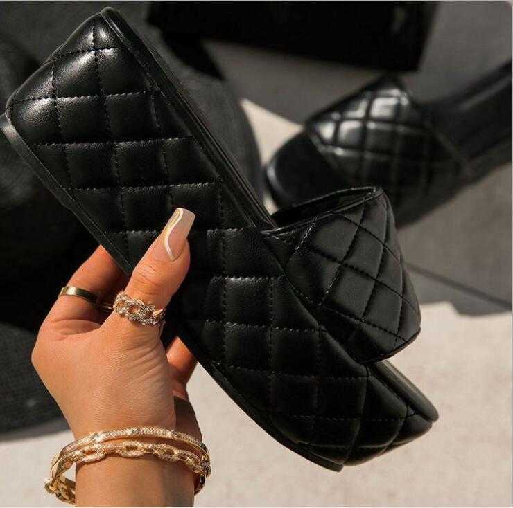 

Slippers 2023 new women waterproof platform all-match casual sandals diamond-shaped high-heeled thick-soled leather outdoor slippers Y2302, Auburn