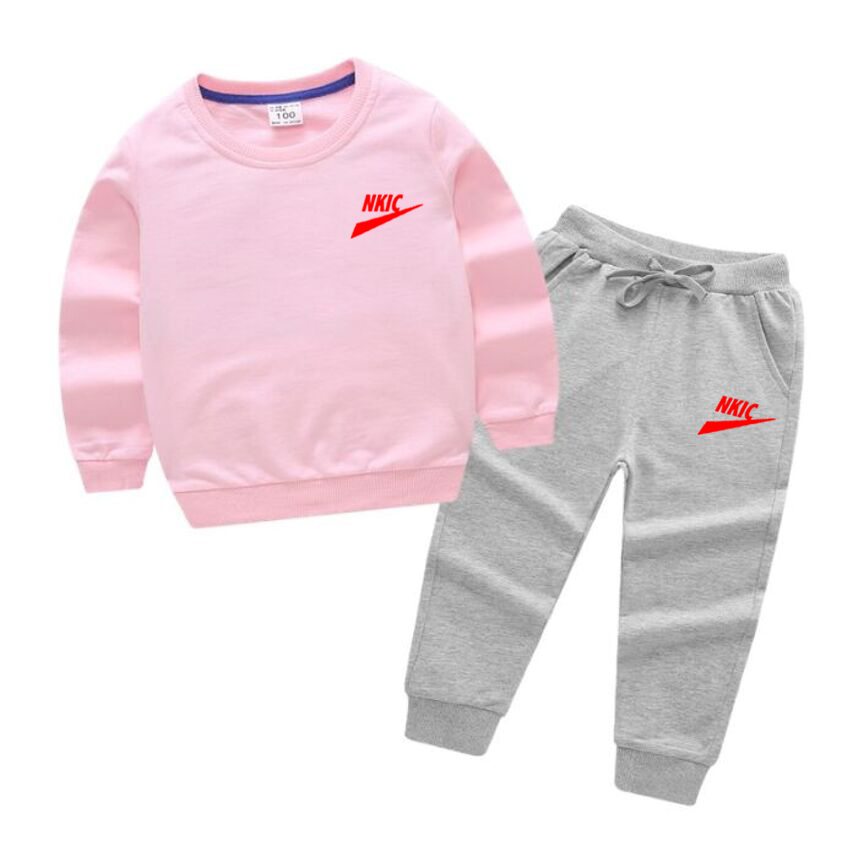 Tenue d'automne pour bébés garçons, ensemble imprimé de marque, manches longues, col rond, pull Patchwork, pantalon à cordon de serrage, 2 pièces