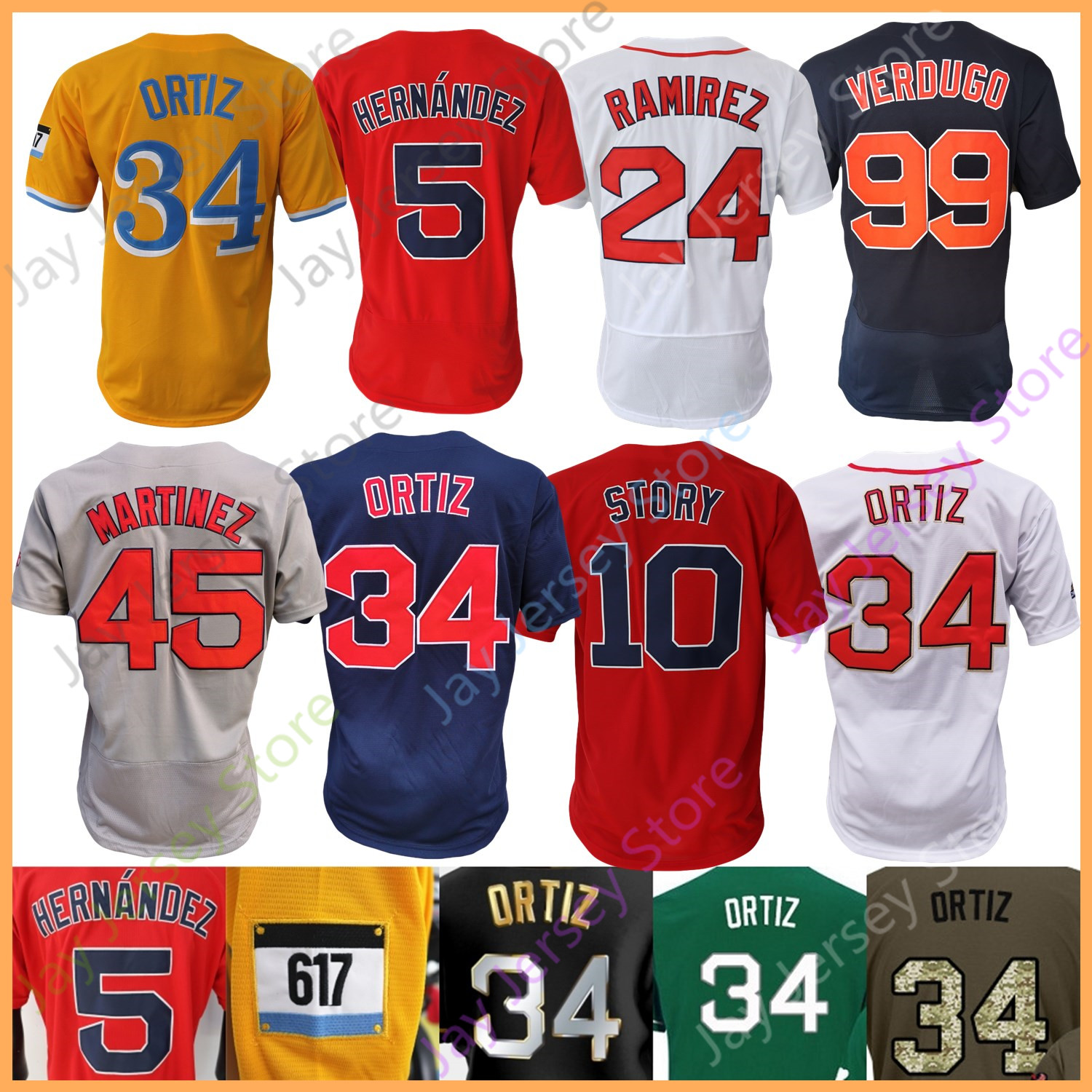 

Baseball Jersey David Ortiz Kike Hernandez Rafael Devers Alex Verdugo Justin Turner Ramirez Garciaparra Martinez Varitek Mondesi Sale Kluber Abreu Yoshida, Player's versions navy
