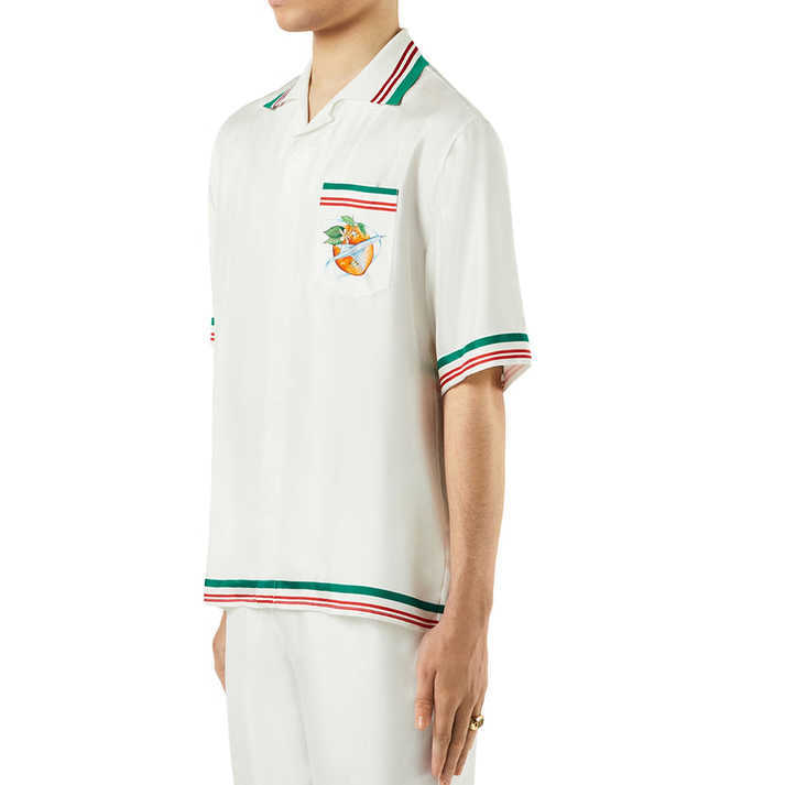 

Casablanca Hawaii beach shirt Men and Women Orbite Au Tour De Orange Silk Shirt, White3