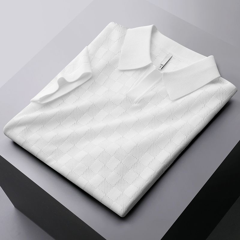 

Waffle Men's T Shirts High End Ice Filament Polo Shirt Men's Short Sleeve Summer Fashion Casual Knitted T-shirt Luxury Top OW4Y, Orange