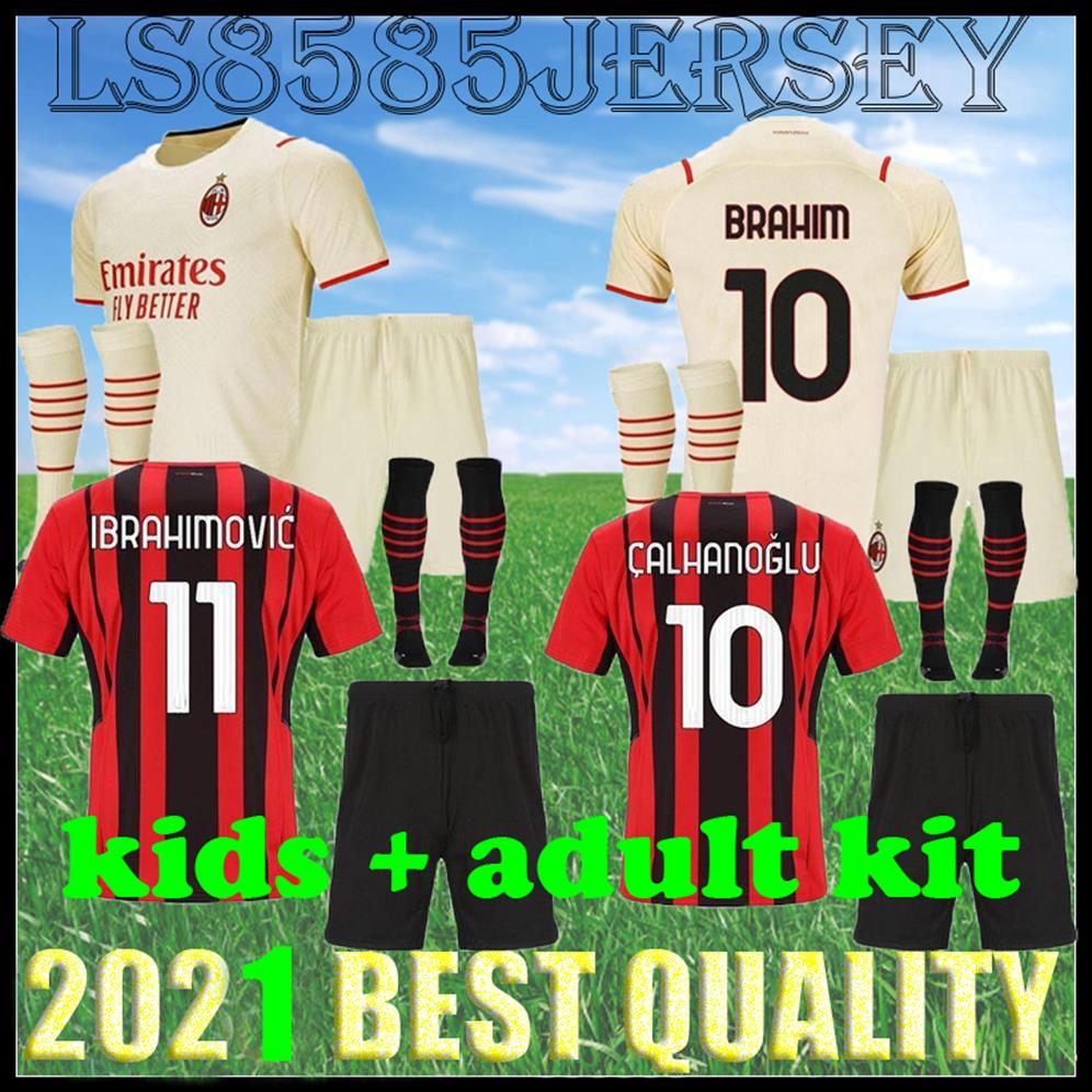 

Kids kit IBRAHIMOVIC BRAHIM 21 22 Milan home soccer jerseys 2021 2022 Camiseta de futbol TONALI PAQUETA BENNACER ROMAGNOLI REBIC a239S, Adult kit 559