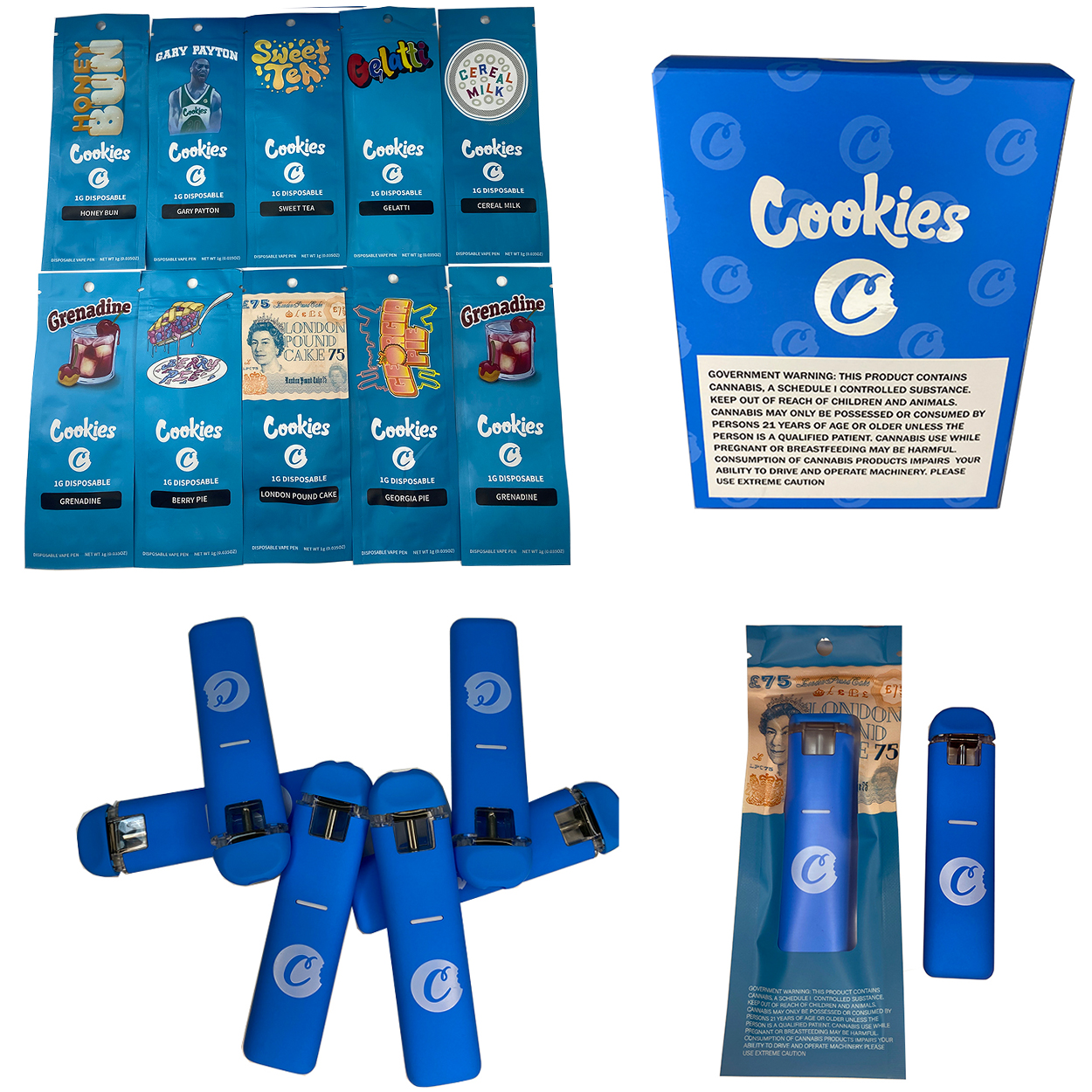 

New Cookies Disposable Vape Pens E cigarettes Starter kit 360mAh Rechargeable Battery empty 1.0 grams cartridges ceramic coil 1ml pods with packaging