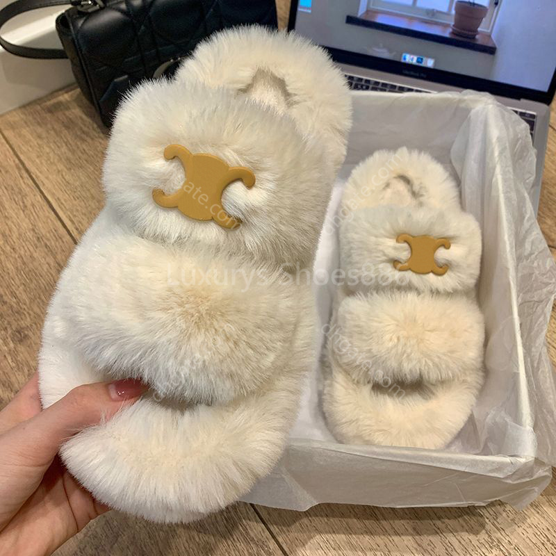 

2023 The latest women's fashion fluffy 's slippers outside wear thick sole cotton slippers women's designer brand Arc winter flip-flops 35-40