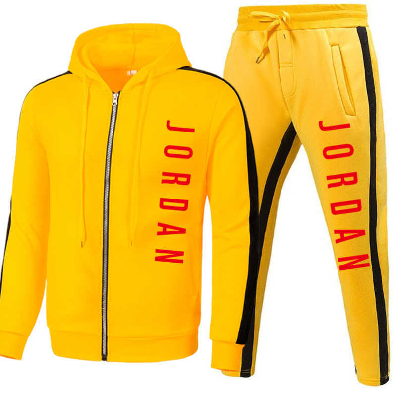 

Jorden Men' Designer Tracksuit Hip hop fashion jacket sportswear woman sweatpants hoodies spring autumn Football jersey hoodie pants, Yellow 1