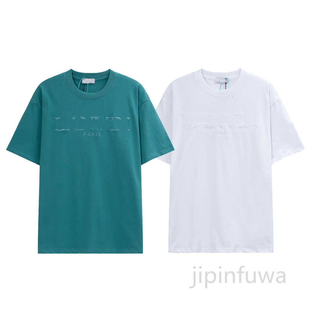 

2023 Summer Designer Men' T-shirts Lanvins Short Sleeve Crewneck Tees Fashion Casual Mens and Women' Premium Cotton Quick Dry Sports t Shirts D22e, White