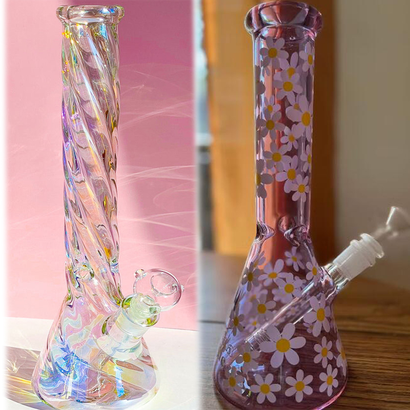 

Rainbow glass Bong Downstem Perc Hookahs Shisha Bubbler Thick Glass Water Bongs Smoke Pipe heady Dab Rigs With 14mm bowl