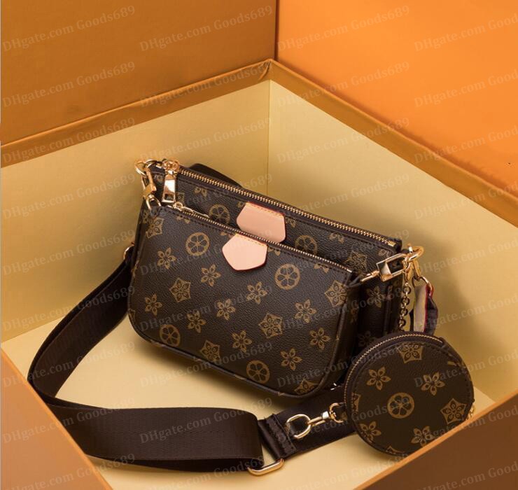 

Womens designer shoulder crossbody purses chain bag tote round coin purse handbag fanny tote mini 3-piece suit classical wallets backpack luxury bags handbags, Blue strap