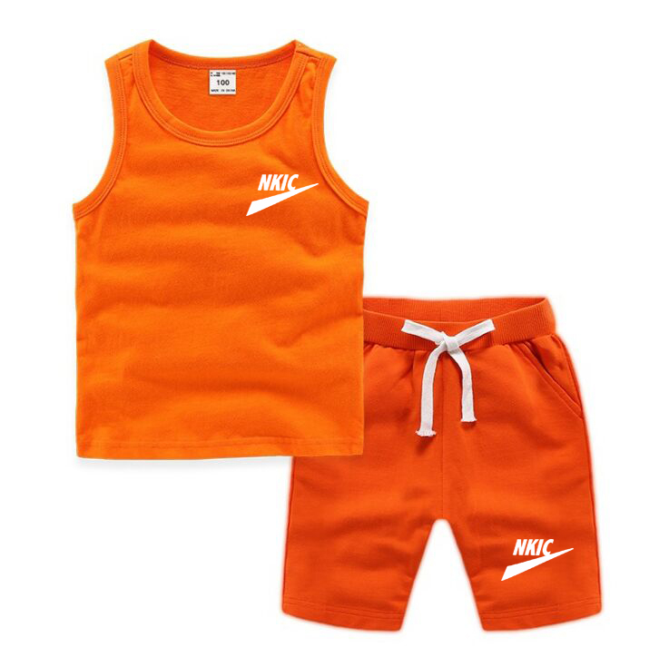 

New Clothing Sets Summer Sleeveless Vest Shorts Kids Tracksuit Thin Breathable Children's Sports Sets Boys, Red