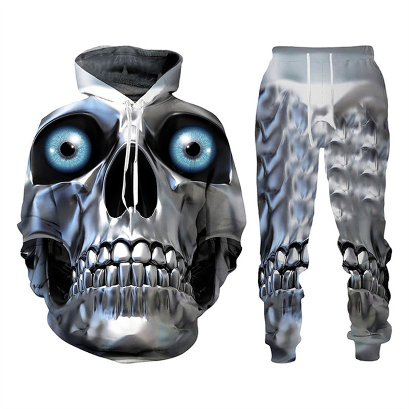 

Skeleton Skull 3D Printed Tracksuit Men Sets Fashion Sporting Suit Hooded Sweatshirt and Sweatpants Mens Clothing 2 Pieces Set, 001