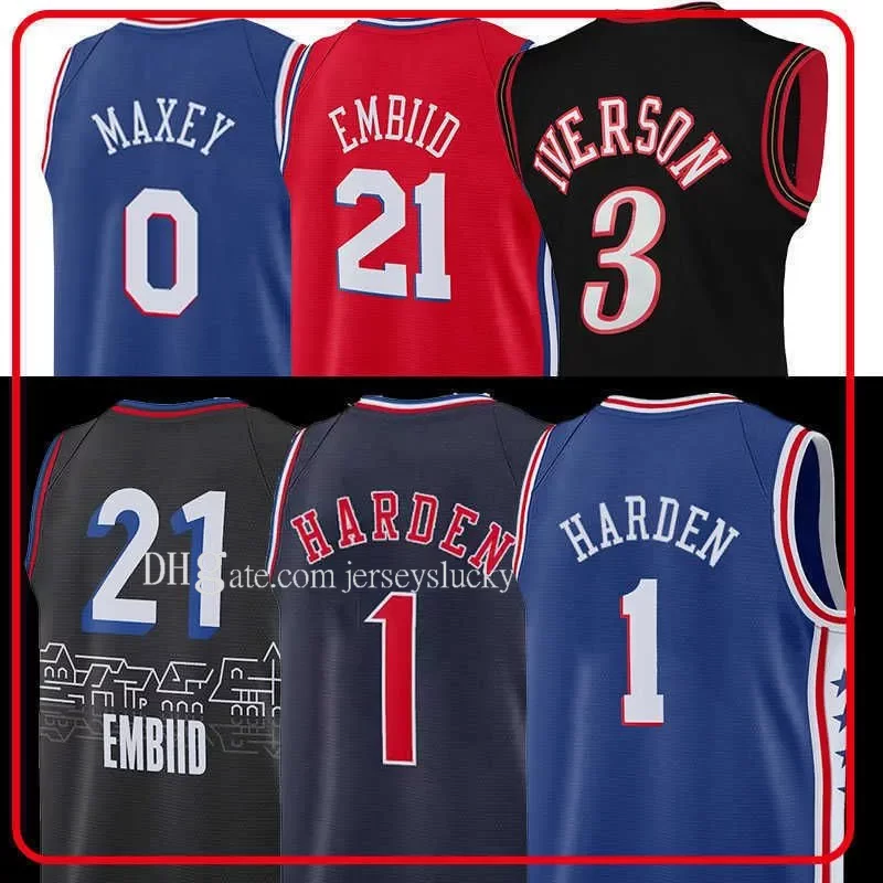 

James Harden 76er Basketball 0 Iverson 3 Jerseys Tyrese Jersey 21 Joel Maxey Allen Embiid Aqcgq, Men(76)1