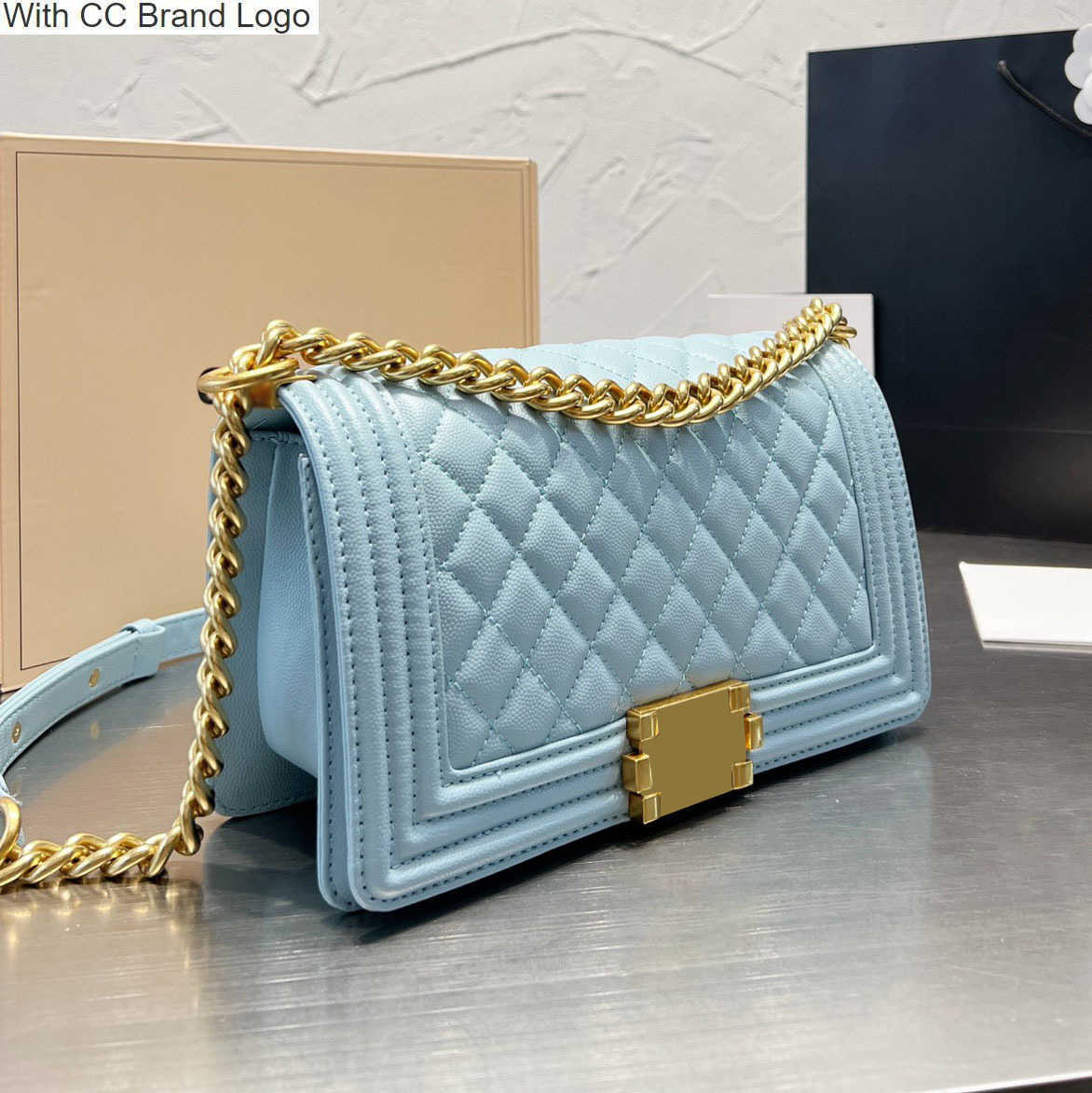 

CC Brand Shoulder Bags Classic Caviar Lady Boys Designer Bags Vintage Diamond Quilted Gold Metal Chain Shoulder Strap Crossbody Wallets Womens Genuine Leather T, Box