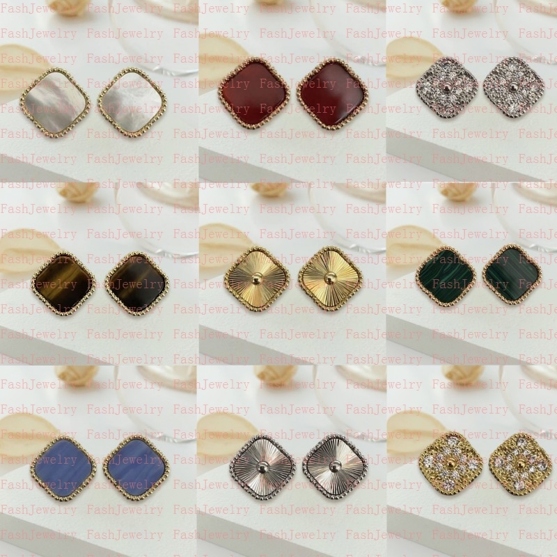 

Fashion Vintage 4/Four Leaf Clover Charm Stud Earrings Back Mother-of-Pearl Silver 18K Gold Plated Agate for Women&Girls Valentine's Mother's Day Wedding Jewelry Gift I
