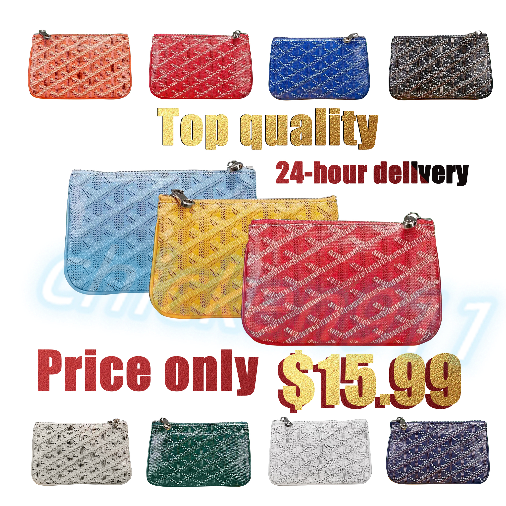 

Luxurys Designers keychain Leather zipper key pouch Senats small Mini Wallet Pochette small wallets coin purses bag cards holder Womens mans lady Designer wallets, Black