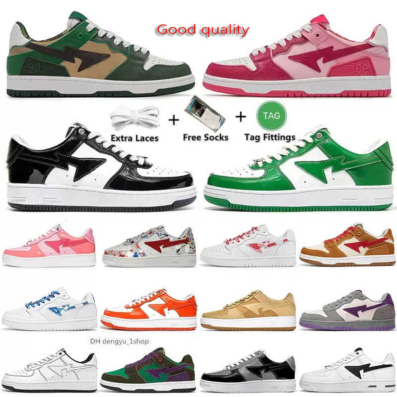 

Bapestar Casual Shoes Bapestas Baped Sta Sk8 Low Men Women Black White Pastel Green Blue Suede Pink Mens Womens Trainers Outdoor Sports NKS